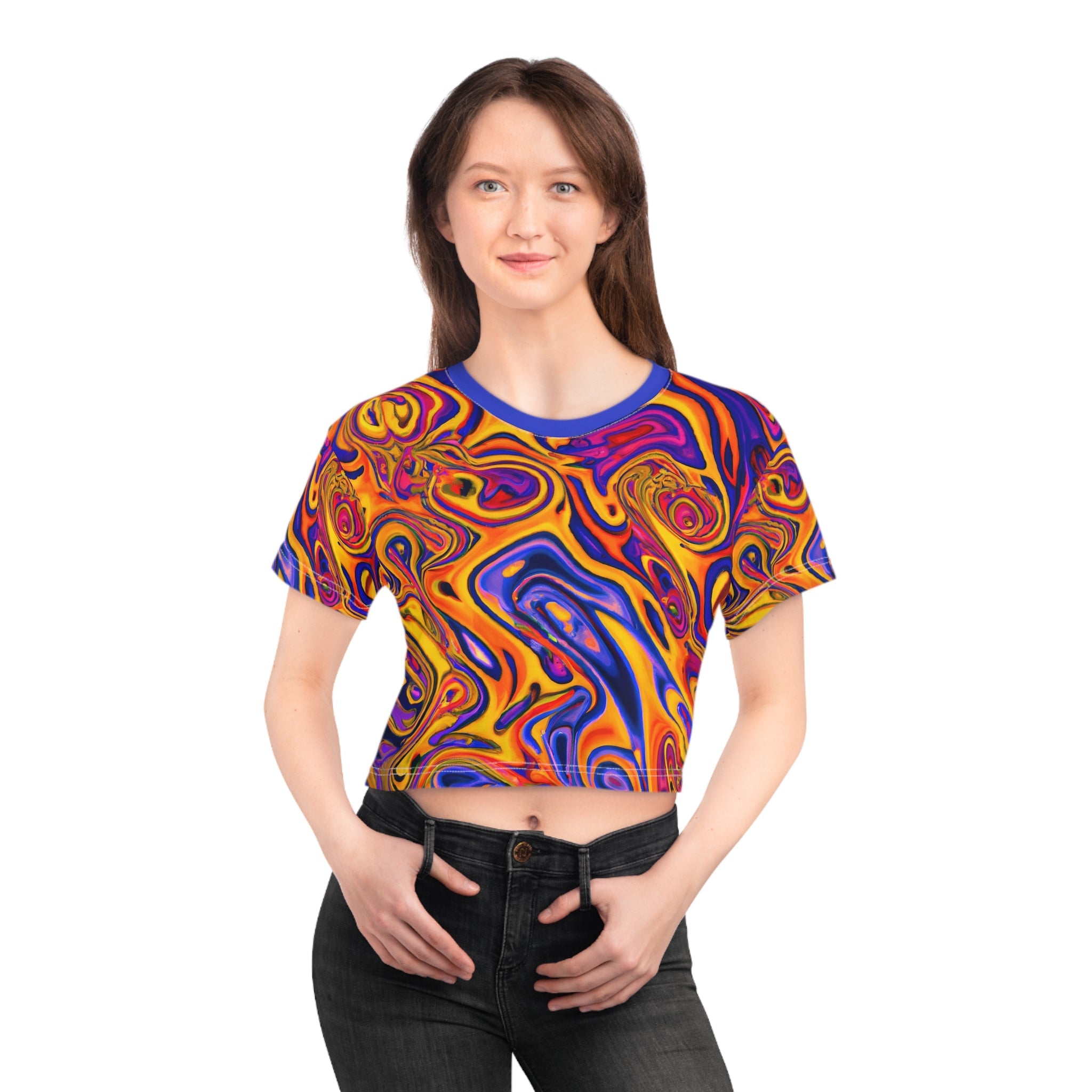 Crop Top Tees - Women's Illusionary Crop Top Tee - Acid Daddy