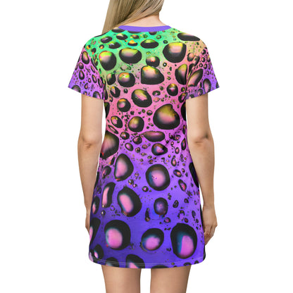 Festival Dresses - Purple Raindrop Delight T - Shirt Dress - Acid Daddy