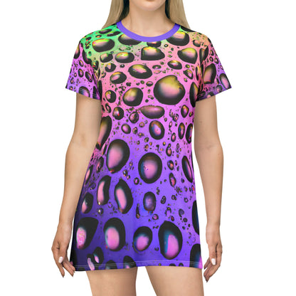 Festival Dresses - Purple Raindrop Delight T - Shirt Dress - Acid Daddy