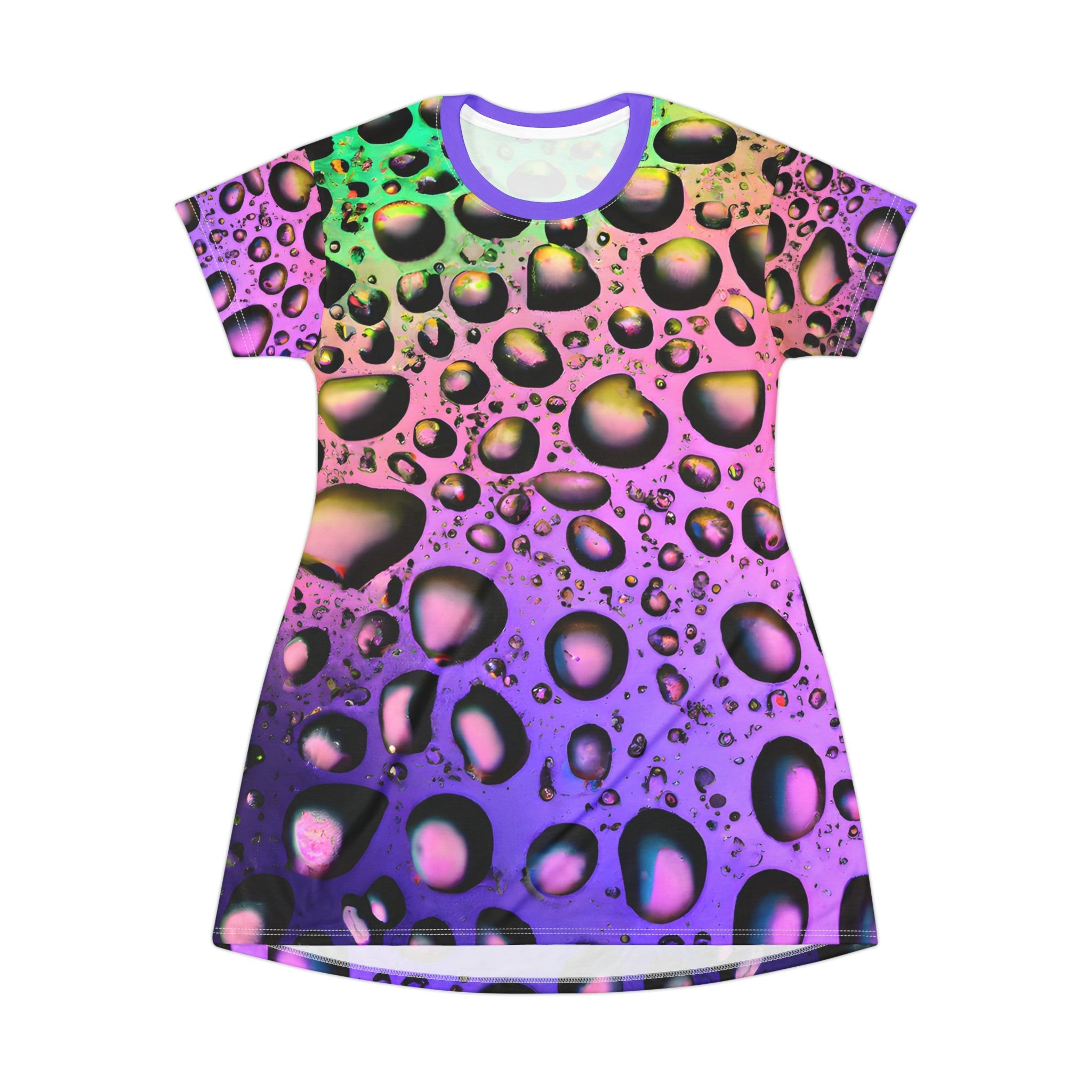 Festival Dresses - Purple Raindrop Delight T - Shirt Dress - Acid Daddy