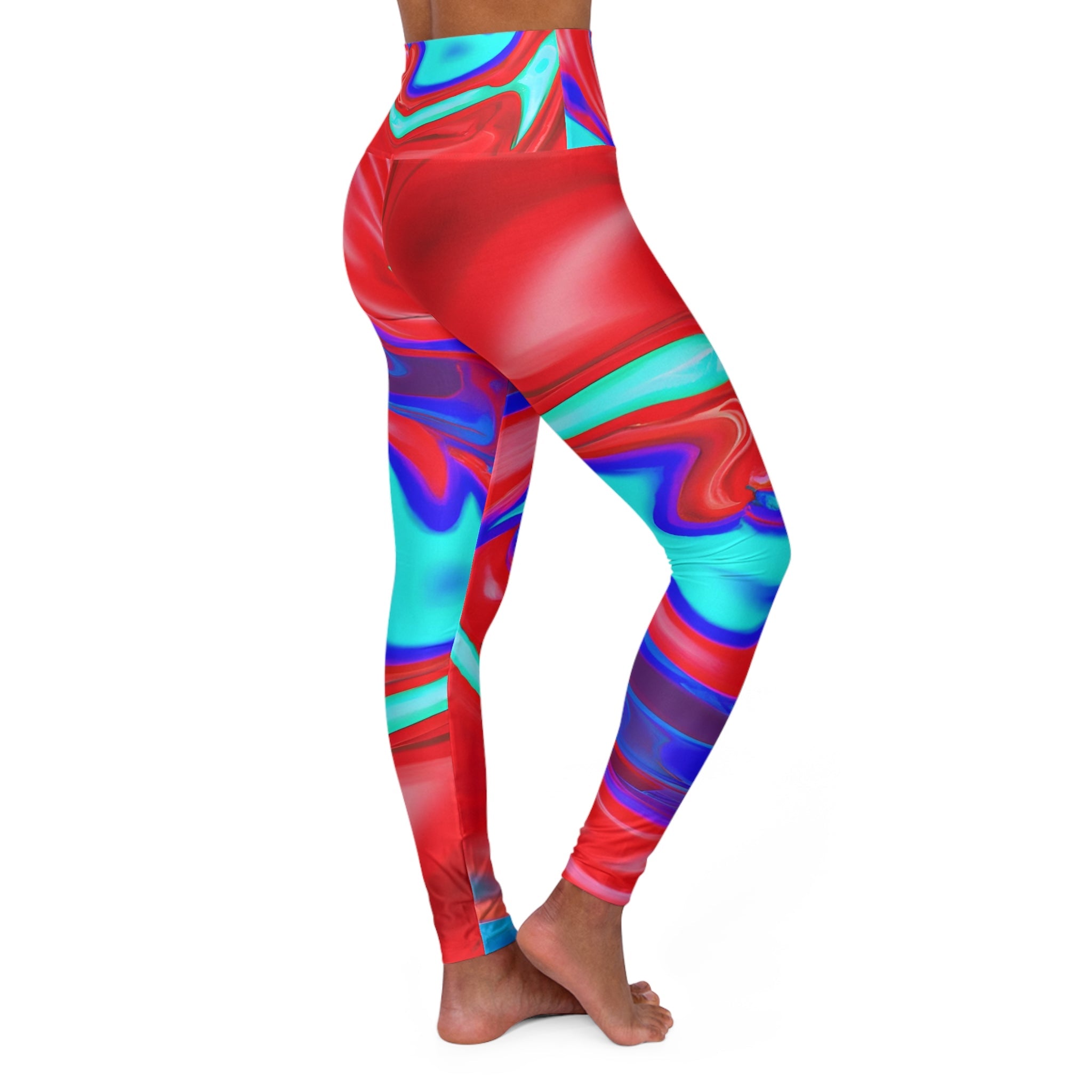 Leggings - Women's Wavy High Waisted Festival Leggings - Acid Daddy